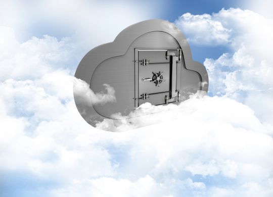 3D render of a concept of online storage in the clouds